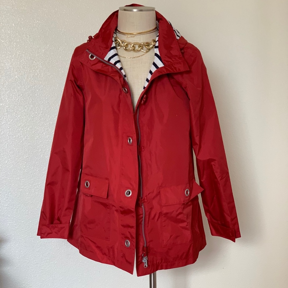 Red Raincoat with Toggles